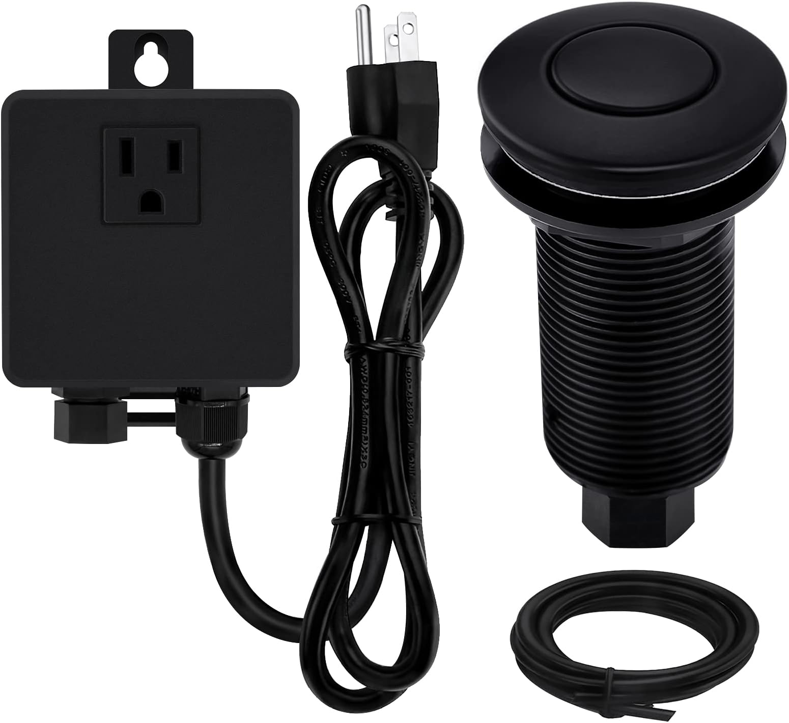 - Garbage Disposal SinkTop Air Switch Kit with Long Button,Brass Made Cover,UL,Matte Black