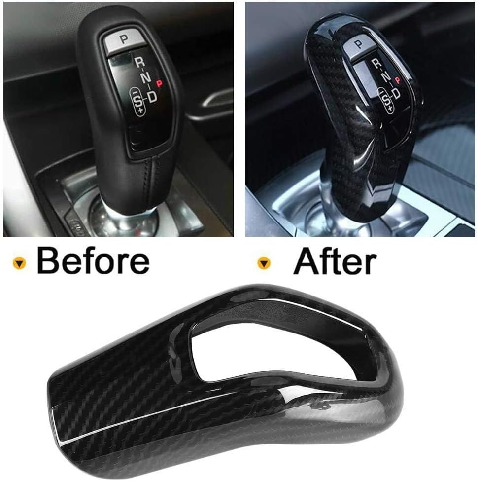 Gear Shift Cover Trim, Carbon Fiber Car Gear Shift Knob Cover Trim for Sport 2014 2015 2016 2017
