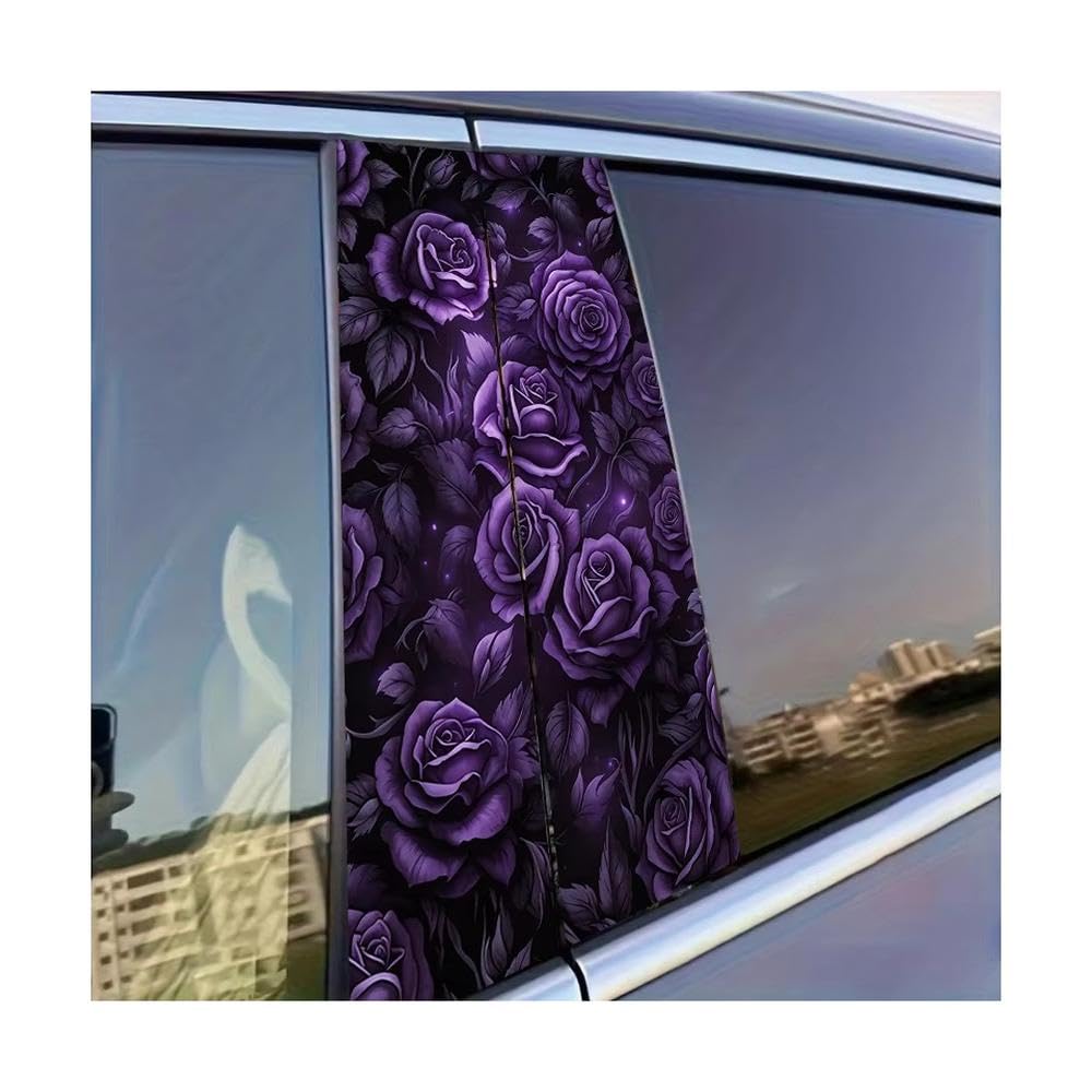 Autocollants de pilier de fenêtre de voiture violets et roses film brillant 2 pièces