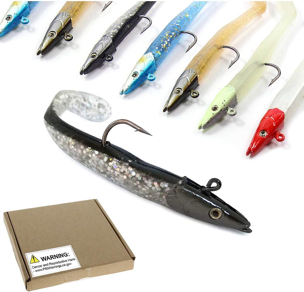 Jig Head Soft Plastic Fishing Lures with Hook Sinking Swimbaits for Saltwater and Freshwater (Pack of 10)