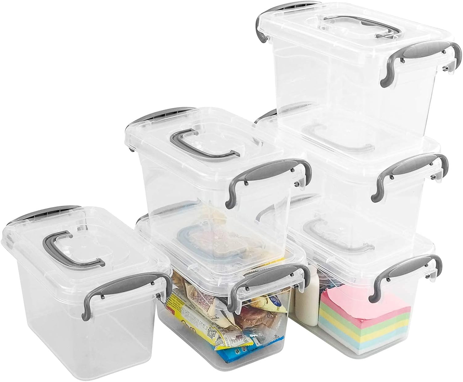 Clear Mini Storage Boxes with Lids, 1.5 L, 6-Pack