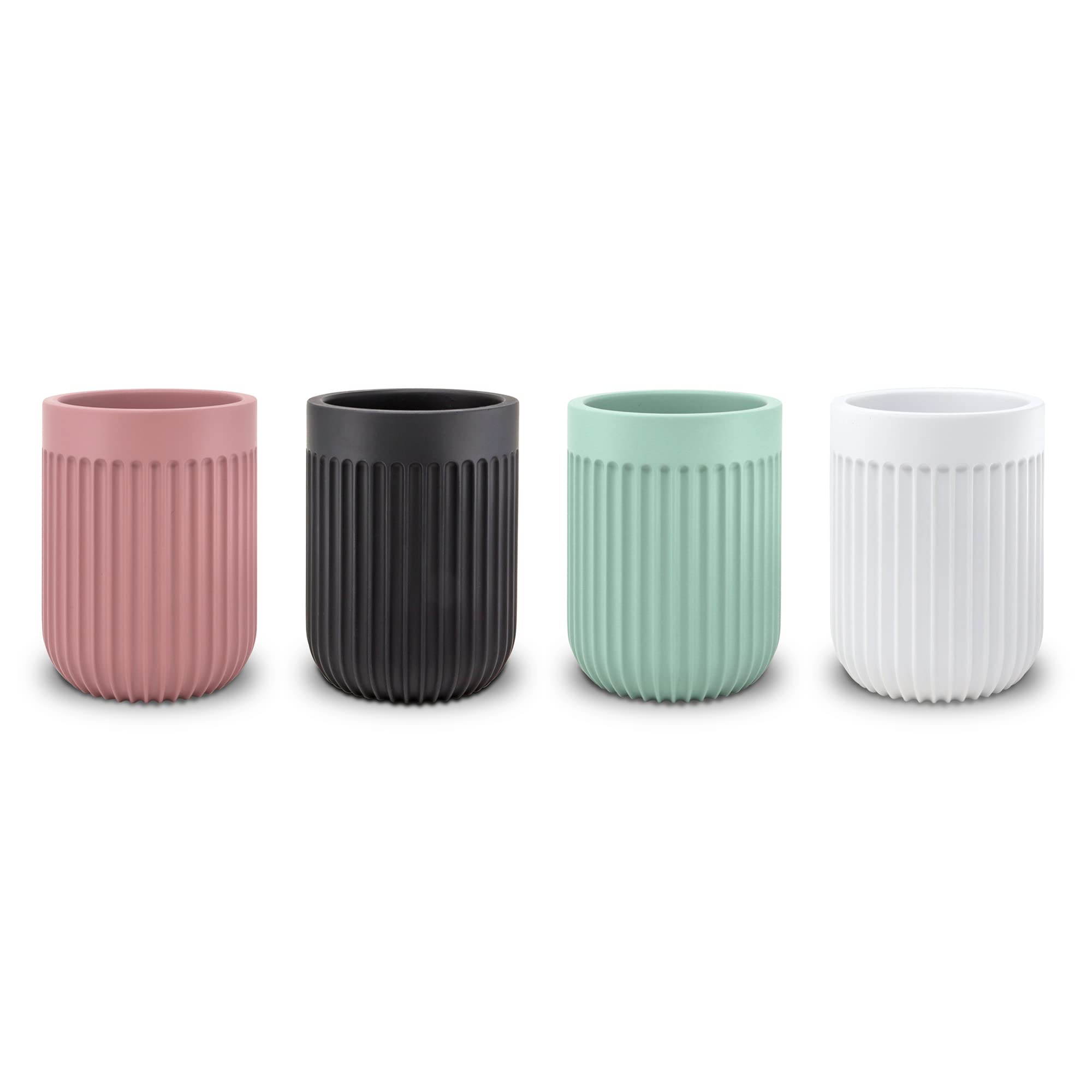 Vaso Cepillo Dientes baño | Serie Urban | Negro Mate | Resina | para baño o Cocina | 7.2 cm ∅ x 9.7 cm Alto (Negro)