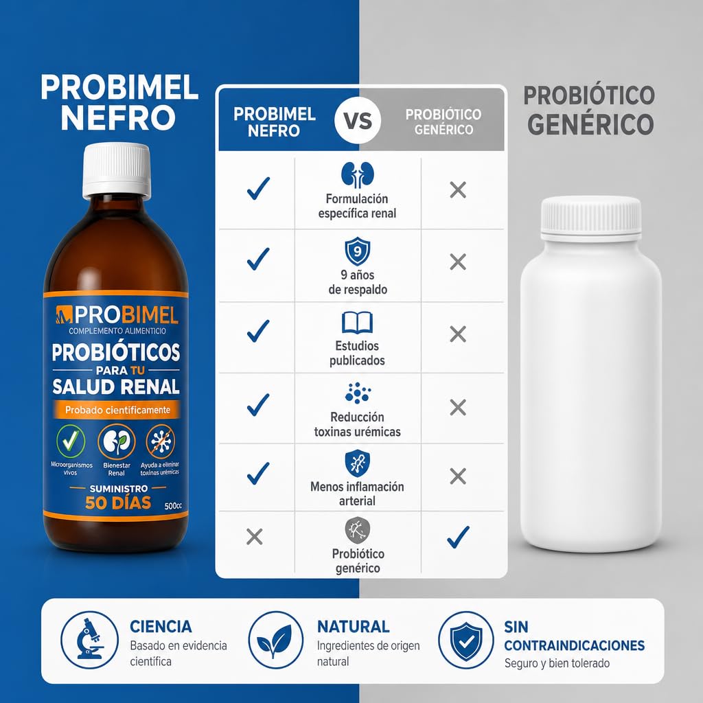 Nefro Complemento Alimenticio para la Salud Renal 500Ml - Probiótico para Apoyar el Eje Intestino Riñón - Apoyo Nutricional para Personas con Enfermedad Renal Crónica (250ml)