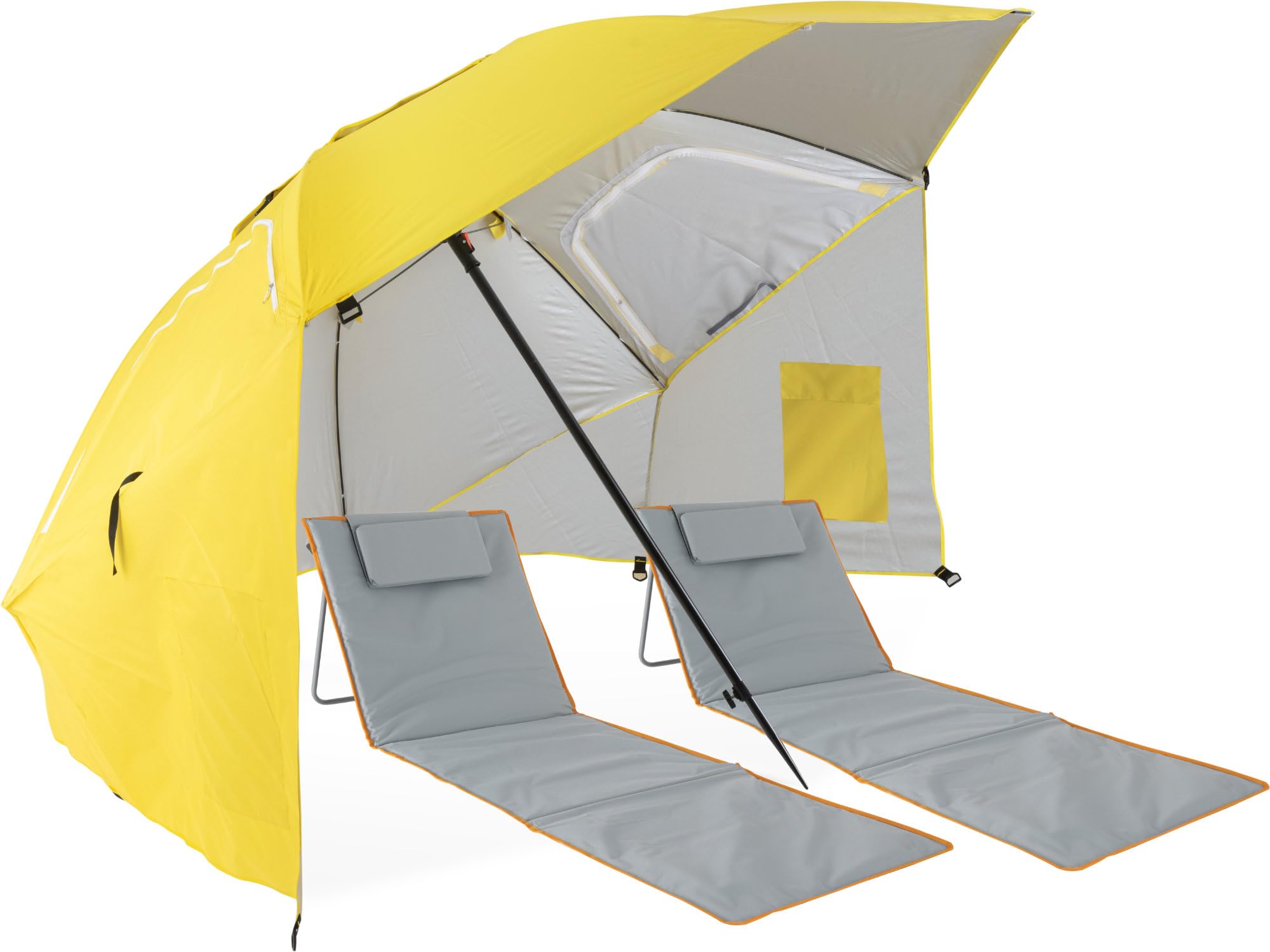 Stagecaptain UM-210 OG Shady Layla Strand Set, Ofrece Sombra Amplia | Combinación Sombrilla/Cabaña De Playa, Protección solar y contra la intemperie 2 en 1, Montaje y desmontaje fácil, 20 - 2
