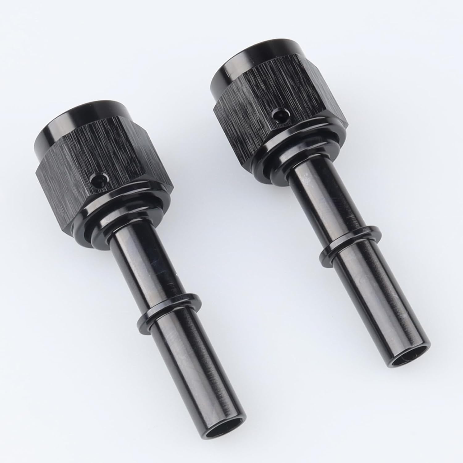 AC PERFORMANCE -6 AN Female Swivel to 3/8" SAE Quick Connect Disconnect Male Push On EFI Fuel Fitting Adapter, Black Aluminum, Pack of 2