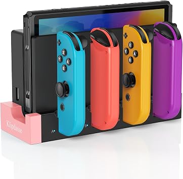 Klipdasse Switch Charging Dock for Nintendo Switch & OLED - Joycon Charging Dock, Fast Charging with Indicator, Charger Stand Station for 4 Joycon Controllers