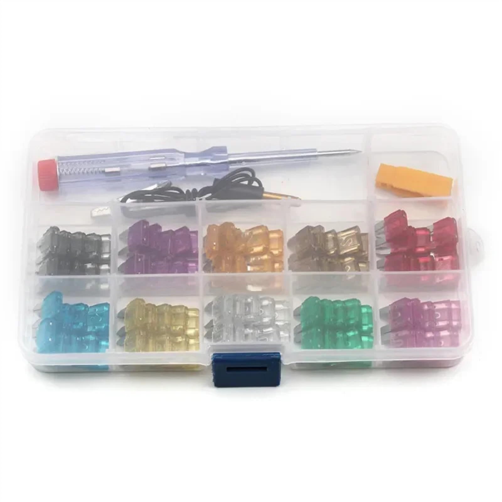 100 Uds. Fusibles pequeños for coche tipo cuchilla automotriz surtido de microfusibles en caja 2A/3A/5/A/7.5A/10A/15A/20A/25A/30A/35A