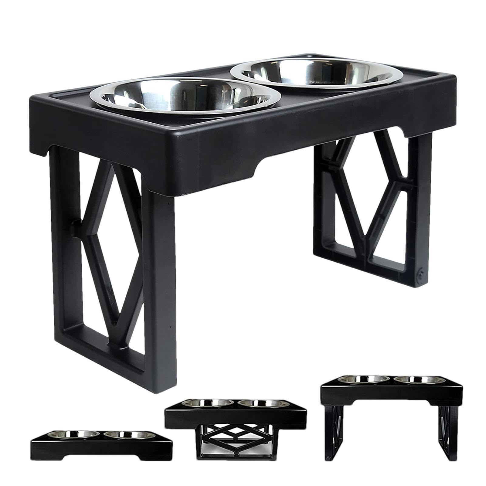 Comedero Elevado Ajustable con 2 Cuencos De Acero Inoxidable, Comedero Elevado para Perros Y Gatos, 3 Altura Ajustable Comedero para Perros para Perros Pequeños, Medianos Y Grandes