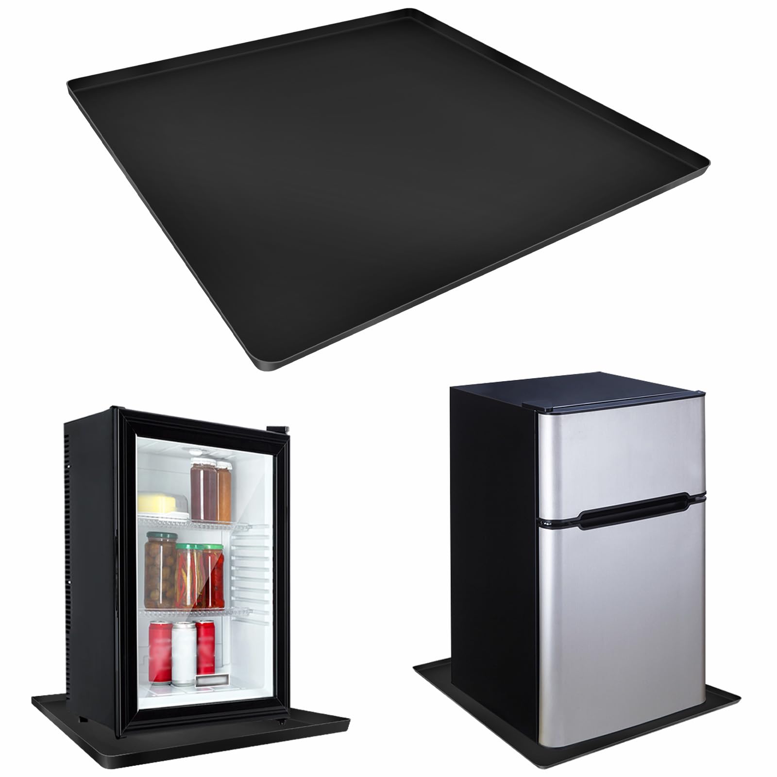 Befun Silicone Mini Refrigerator Mat 50x50x1.5cm, Under Refrigerator Floor Protector Mat, Non-Slip Floor Protector, Spill-Proof Fridge Tray for Dryer Mini Fridge Wine Cabinet
