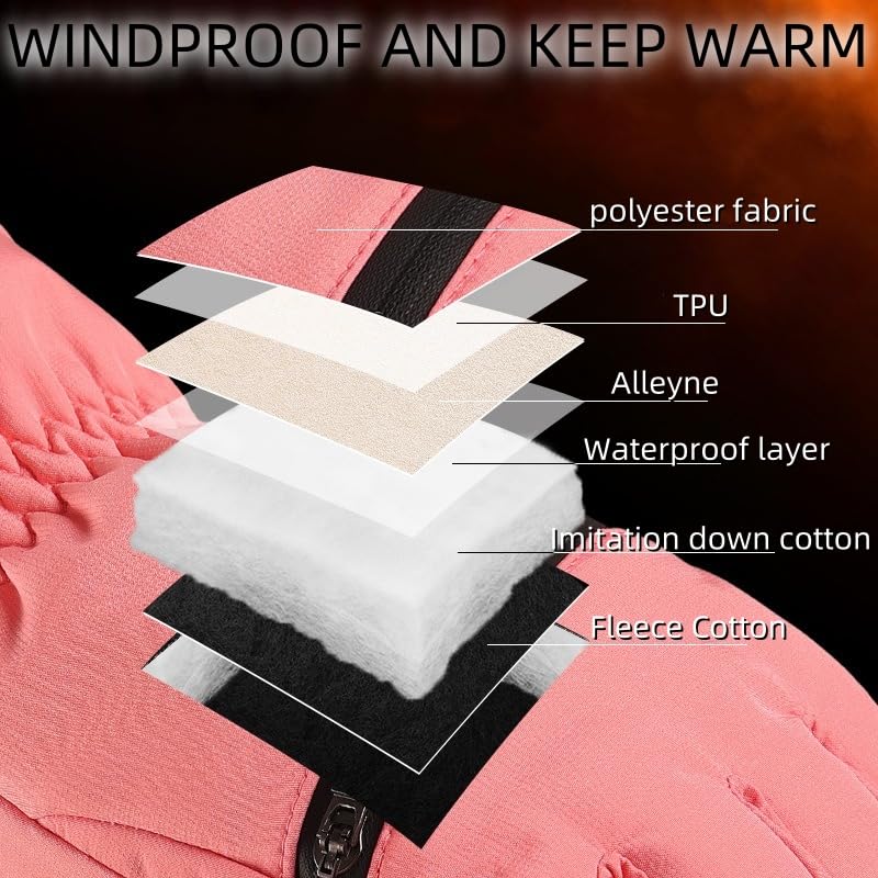 sonecesiya Ski Gloves Winter Warm Waterproof Windproof Snowboarding Gloves with Pocket and Leash, Touchscreen Anti Slip Wear-Resistant Thermal Gloves for Men Women Hiking Camping Skiing, White M