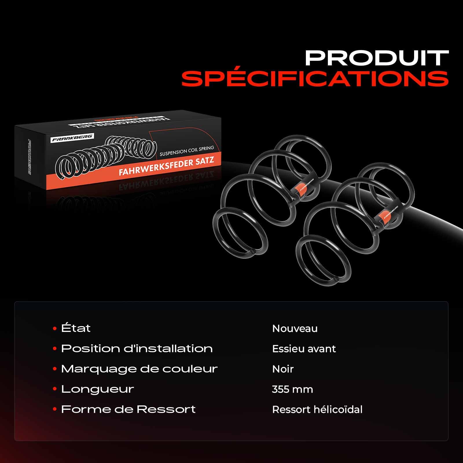 Frankberg 2 ressorts de suspension pour essieu avant 8200127287 | Compatible avec: Mode/Grand Mode F/JP0, Clio III BR0/1 CR0/1, Clio III Grandtour KR0/1