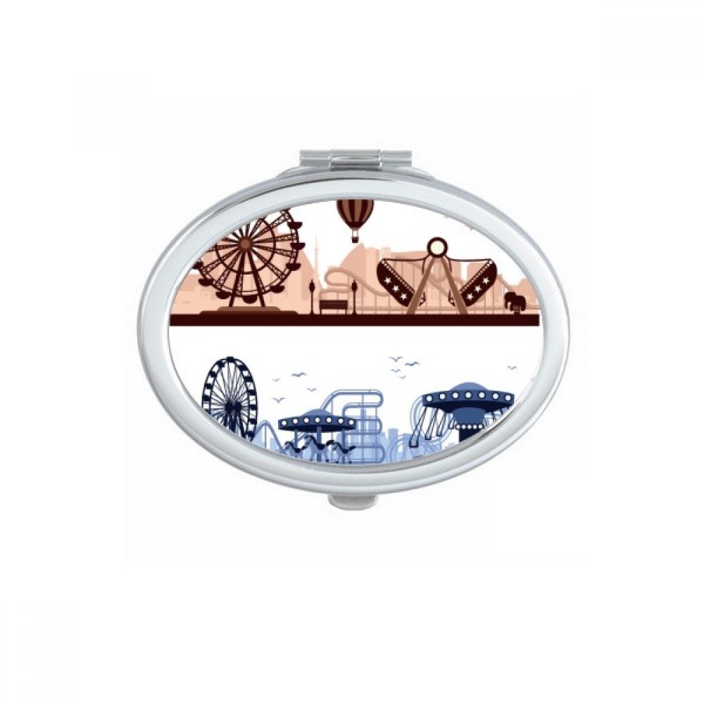Miroir de Poche Ovale Silhouette Bleu pour Maquillage Compact et Portable DIYthinker