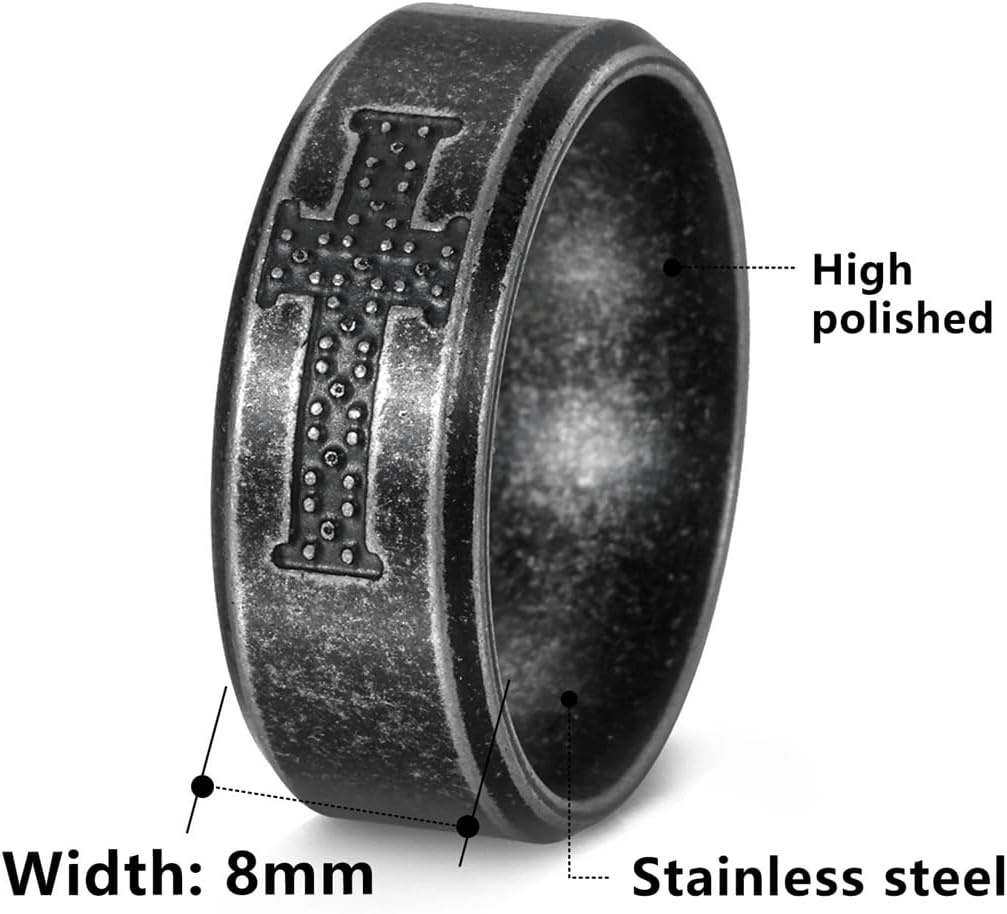 Jude Jewelers 8mm Retro Vintage Stainless Steel Christian Sideways Cross Wedding Band Religious Ring