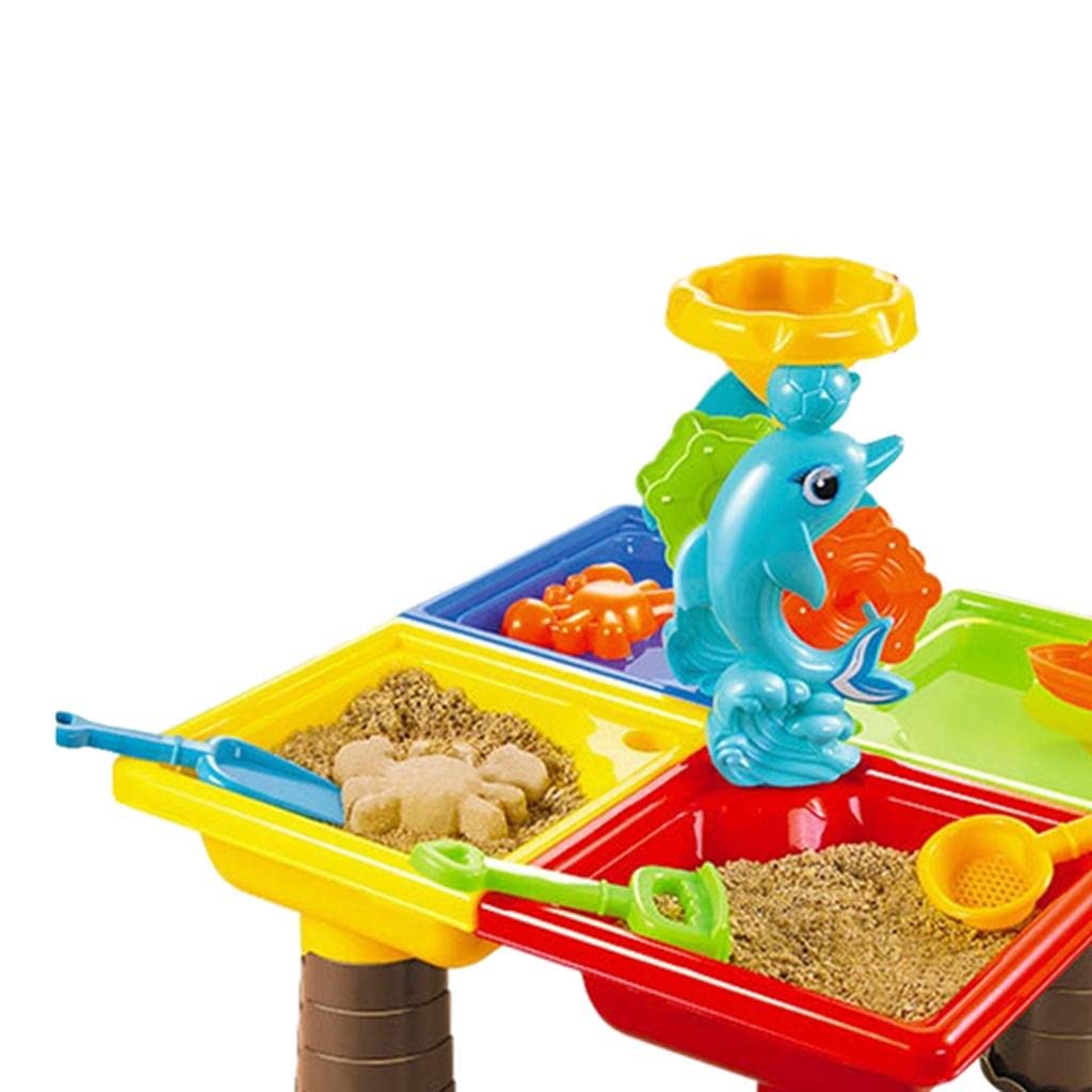 Kinderspielzeug Sand Wasser Tisch Set Lern Tisch 2 in 1 Spieltisch Sandkasten Wasserspieltisch Eimer Schaufel Fördert Fantasie Teamspiel Greifübungen, 45x45x45cm
