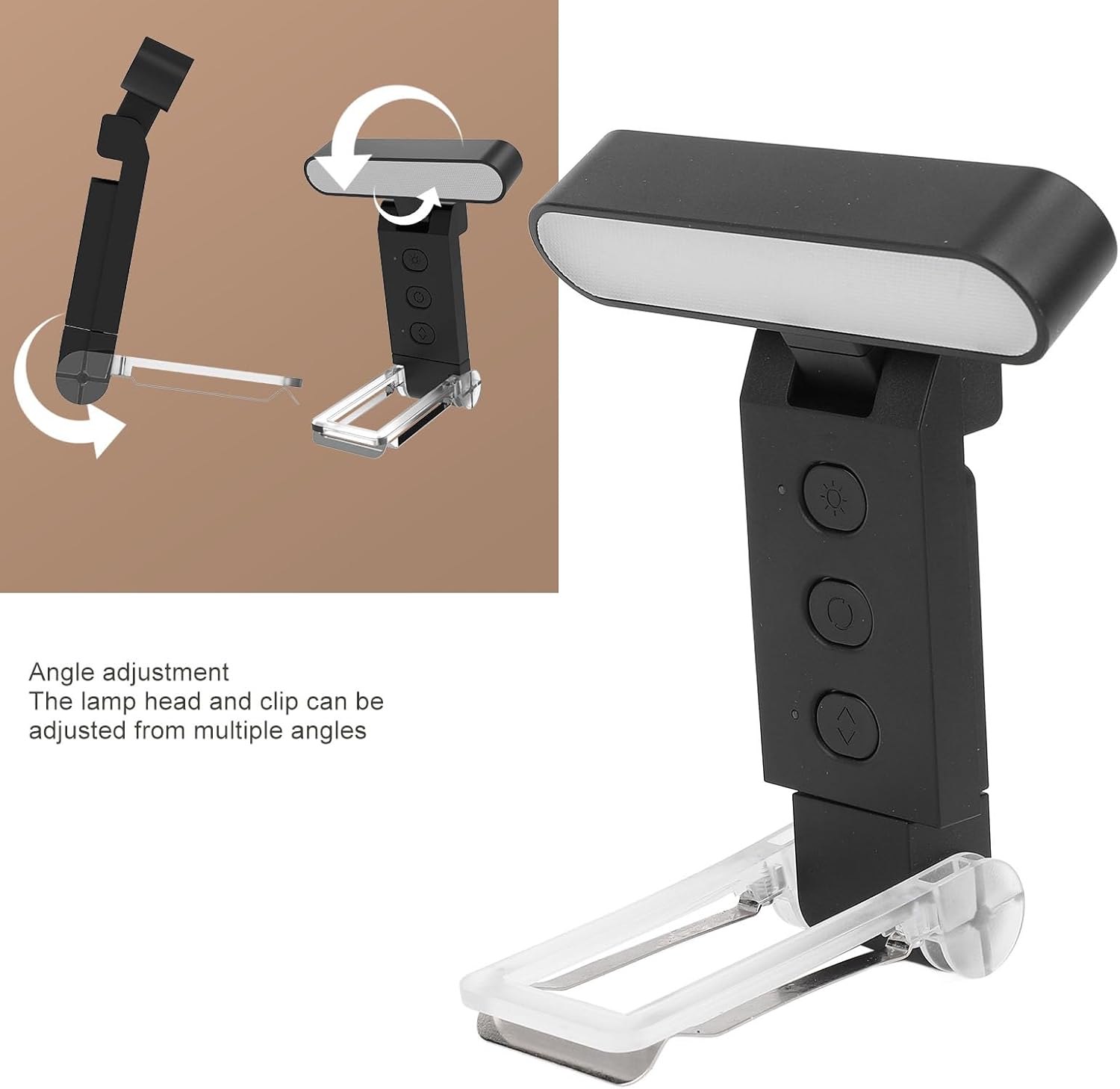 Reading Book Light with Sleep Timer Function,Eye Catching Clip On Reading Light with 6 Brightness Levels and 5 Colors,700mAh USB Rechargeable Foldable Book Light (Black)