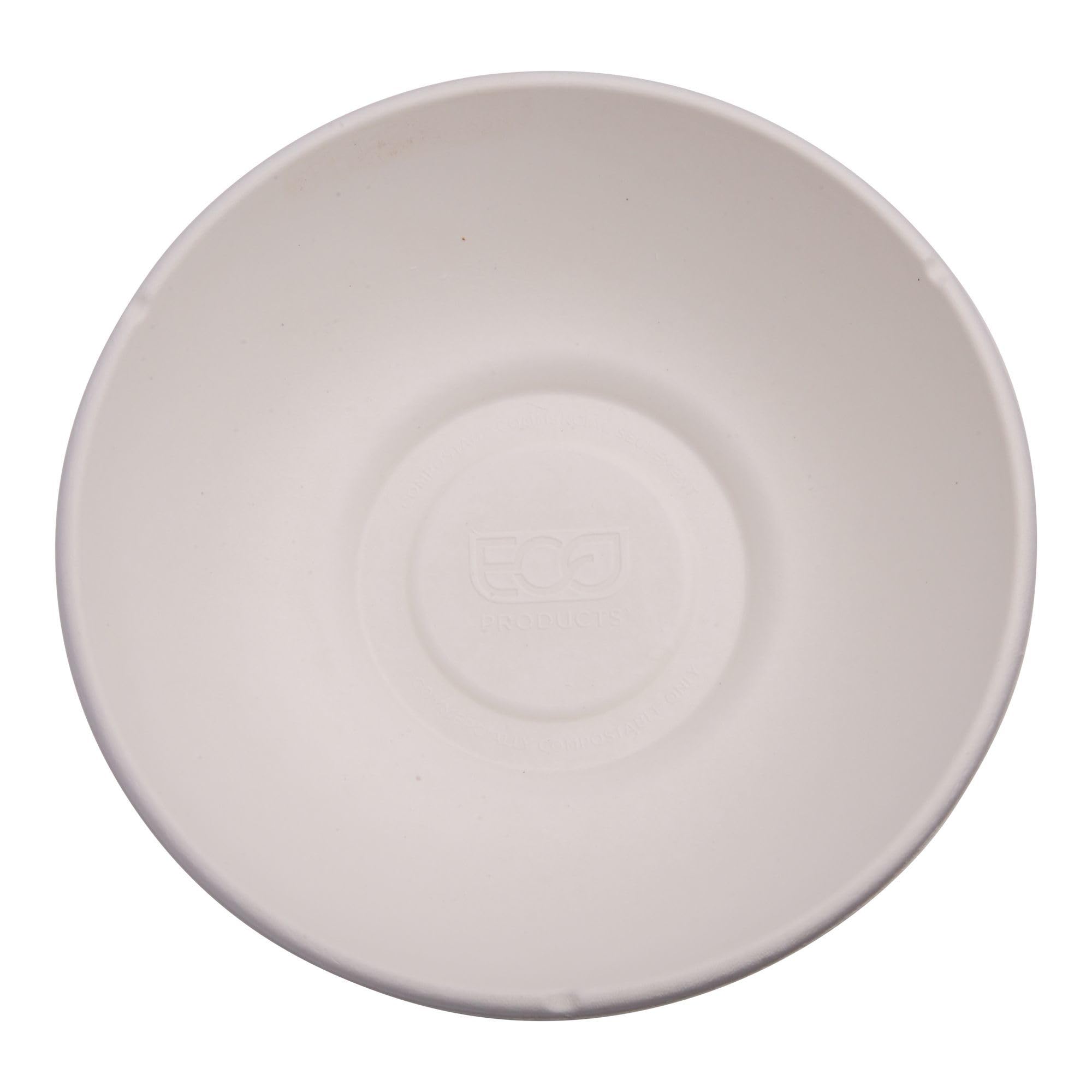 Eco-Products Compostable 32oz Molded Fiber Wide Bowls, Case of 400, WorldView Disposable White Soup Pasta Bowl, Lid Available, Tree-free Sugarcane,