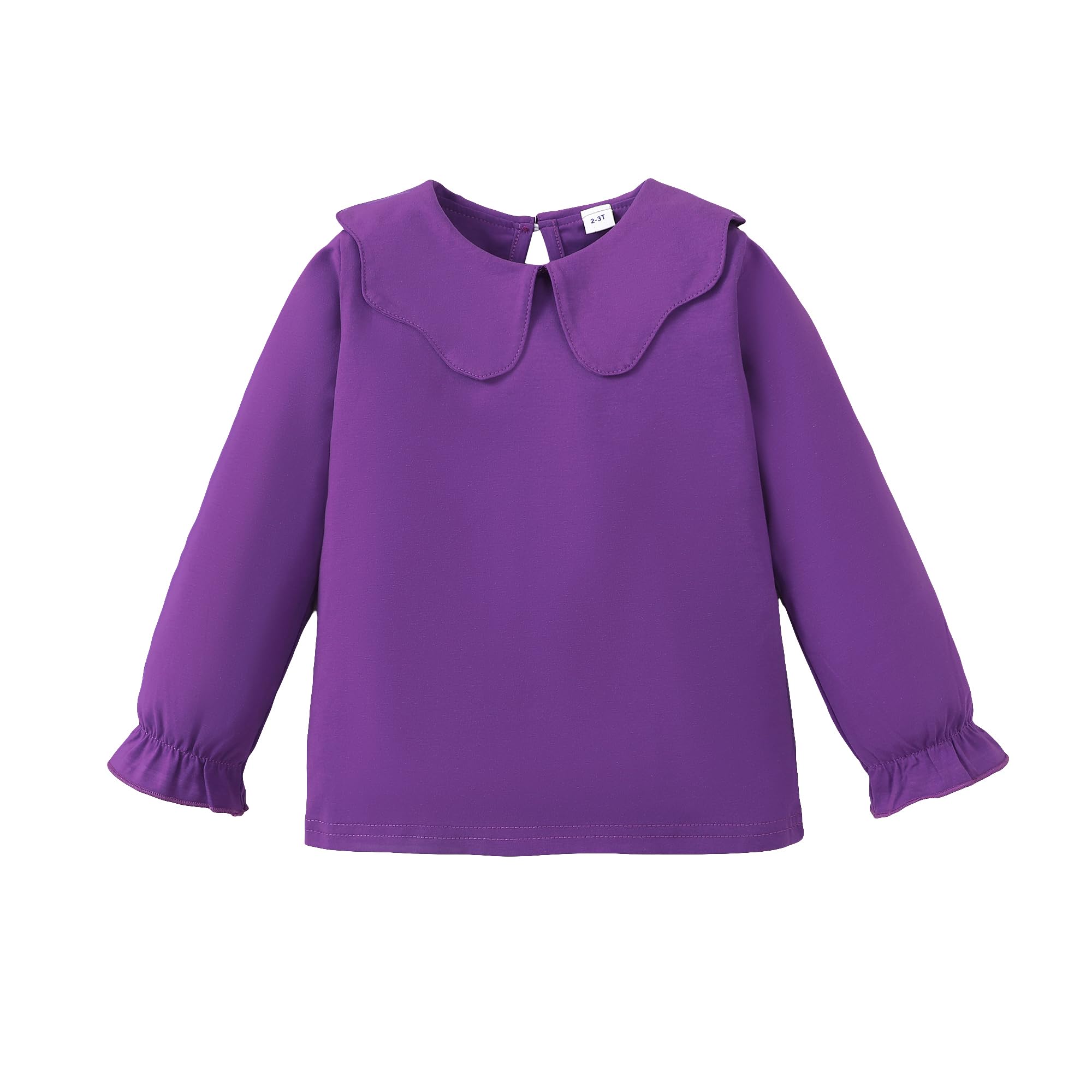 ZFZDRen 12M-6Y Toddler Baby Girls Ruffle Collar Blouse Kids Girl Solid Color T-Shirts Casual Tee Tops