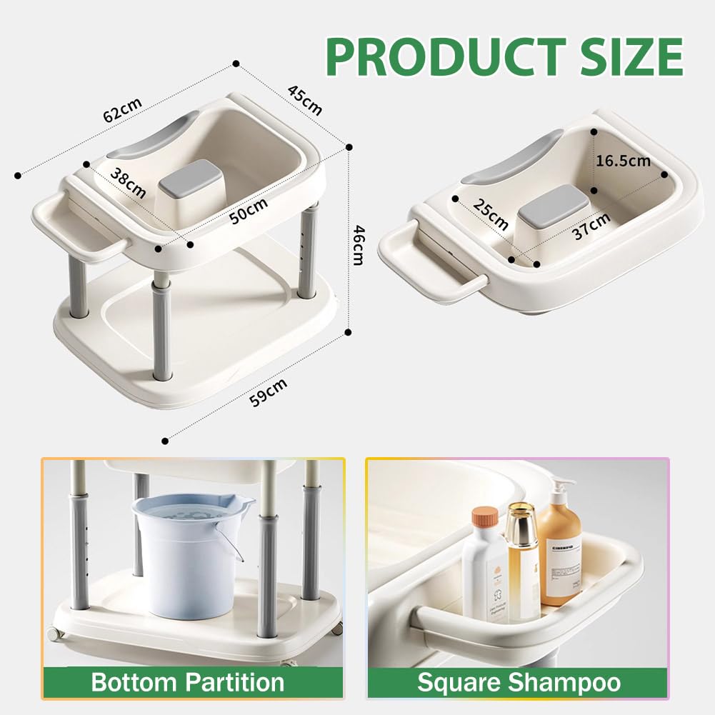 Portable Waterfall Shower Head And Shampoo Basin with A Water Circulation Pump System, Ideal for At-Home Hair And Scalp Spa Treatments. Suitable for The Elderly, Bedridden Individuals,Bb