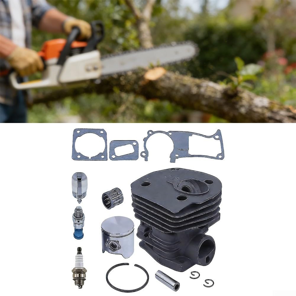 Cilindro de motosierra y para kit de juntas de pistón con válvula de liberación de compresión, filtro de combustible y tubo de aceite para 350 346 351 353