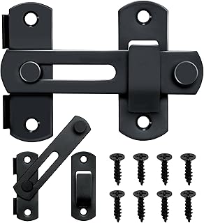 2 Packs 4"x 2.76" Gate Latch Sliding Door Lock, 180° Upgraded Thickened Security Door Locks for Bedrooms, Kids Safety, Barn Door, Shed, High Quality Child Proof Gate Latches for Wooden Fence