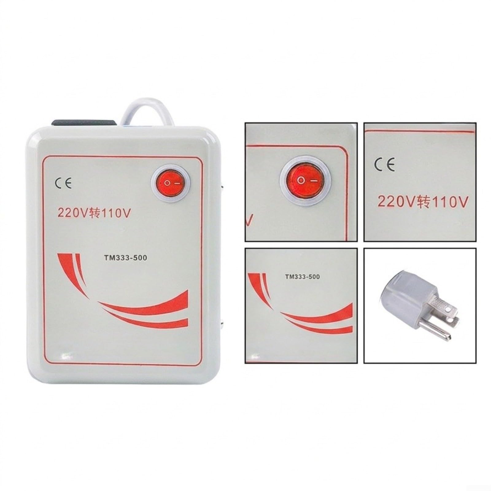 Transformador de tensión de 500 W/1000 W, 220 V a 110 V, con interruptor