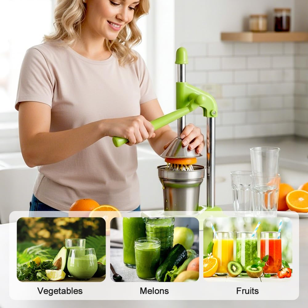 Estrattore di succo di frutta fresca in lega di alluminio 2026, spremiagrumi resistente, spremiagrumi portatile, impugnatura ergonomica, facile da usare, 23,9 cm di lunghezza (02)