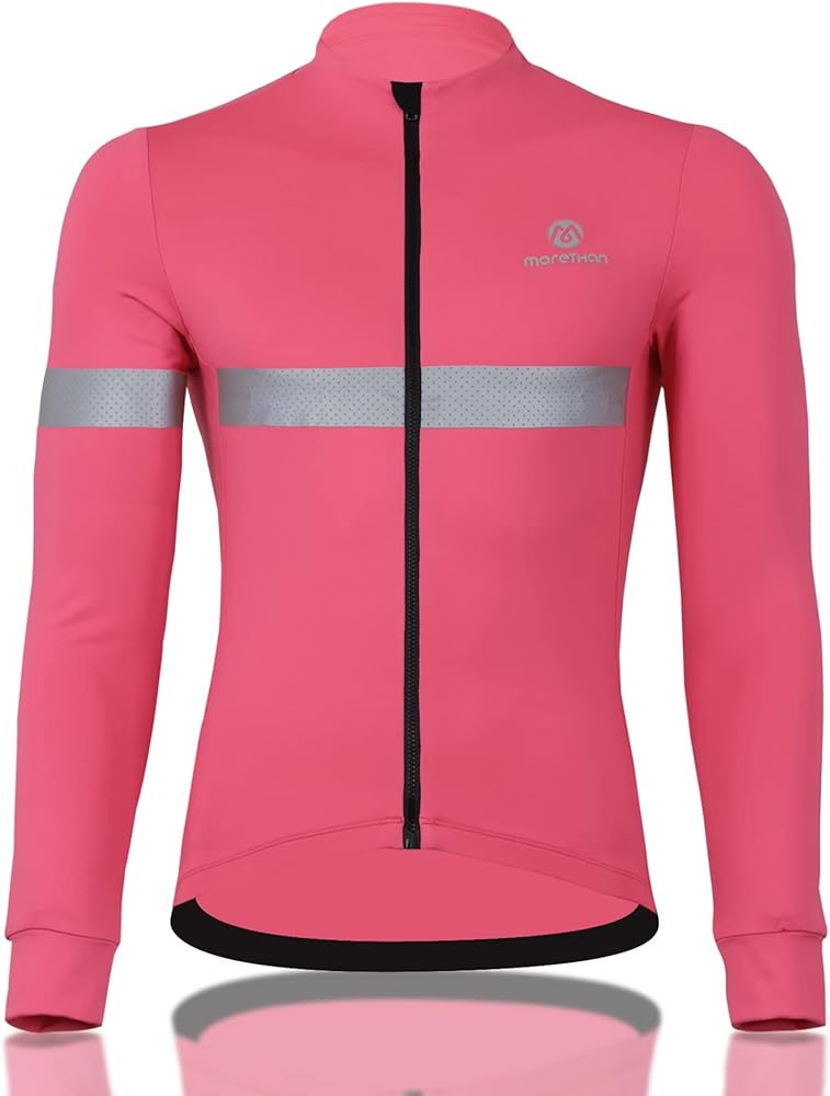 Amazon | [ Morethan ] サイクルジャージ 裏起毛 (S/ピンク/長袖/秋 冬
