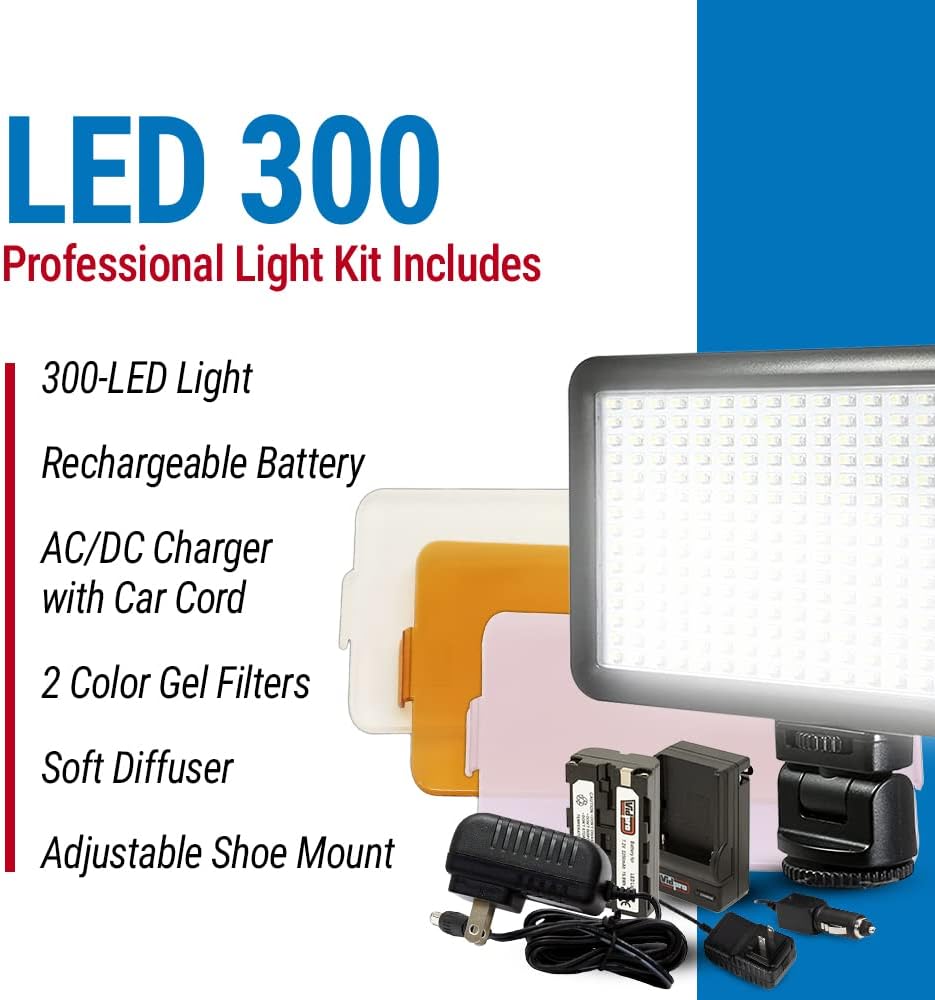 Buy Vidpro LED300 Photo and Video Light Kit On Camera Panel LED