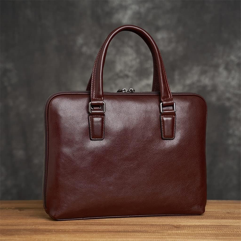 Genuine Leather Vintage Man Handbag Briefcase Men Shoulder Bags Coffe Business 14 Inch Laptop Bag