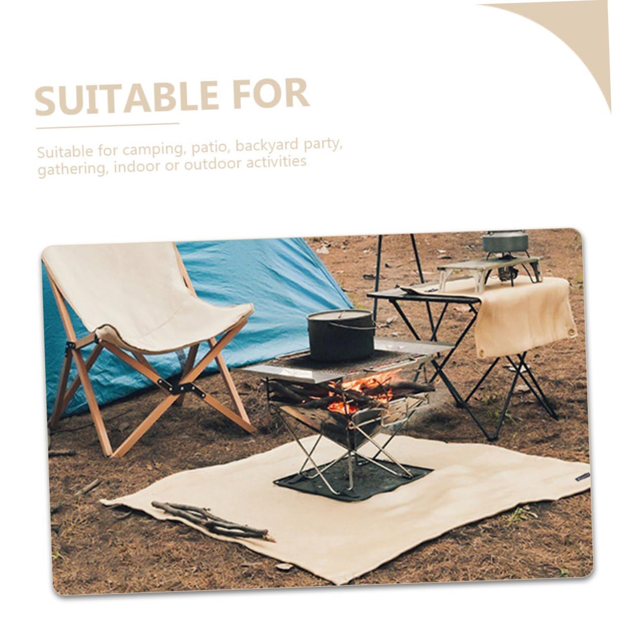 Anneome Feuerfeste Campingdecke aus Fiberglas mit Silikon Alufolie, Beige