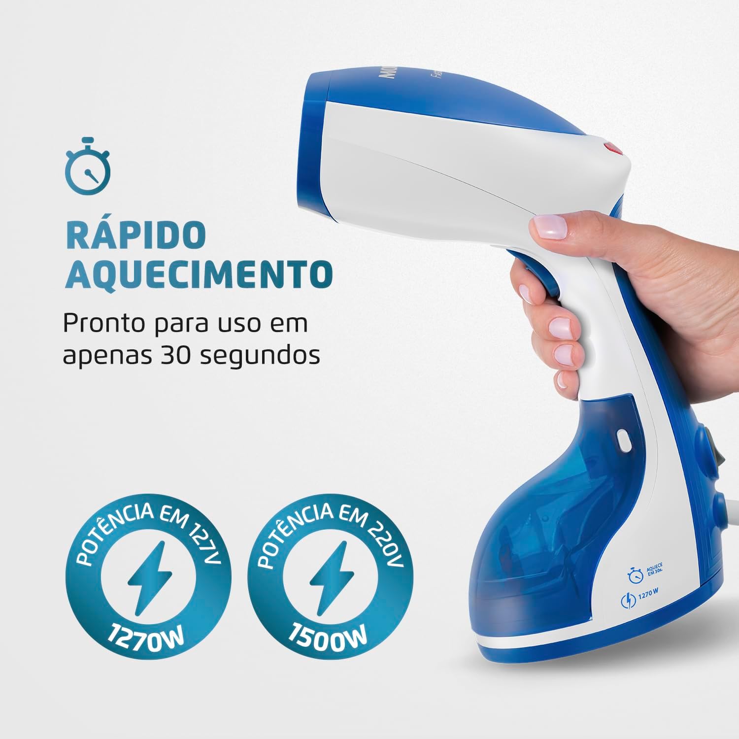 Passadeira A Vapor Portátil Fast Steam, Mondial, Branco/Azul, 1500W, 3 6166Vsgu8Ql. Ac Sl1500
