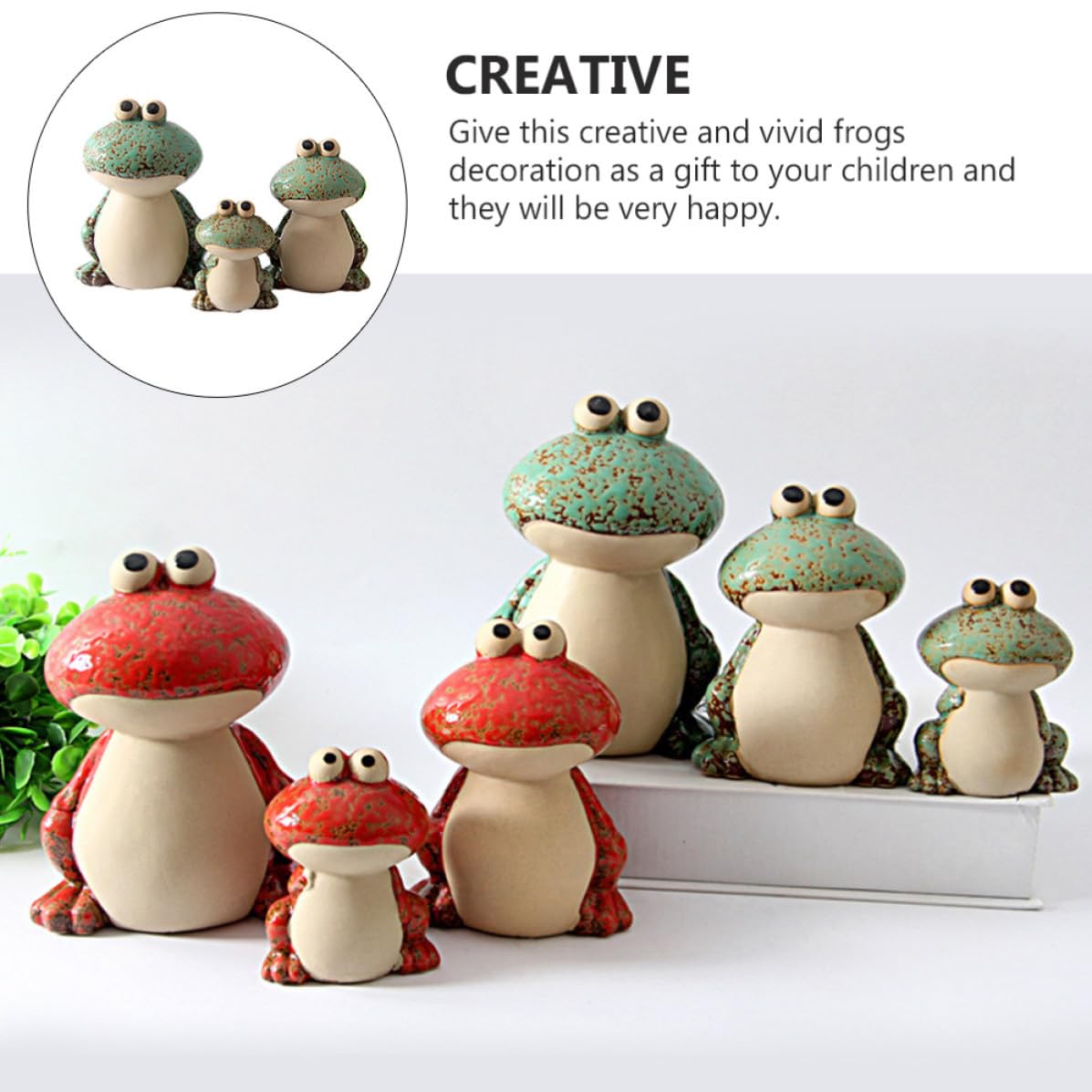 Yardenfun 1juego Figuras Decorativas de Cerámica Forma de Ranas Verdes para Escritorio Adorno Creativo para Hogar y Oficina Estatua de Cerámica Suave y Vistosa