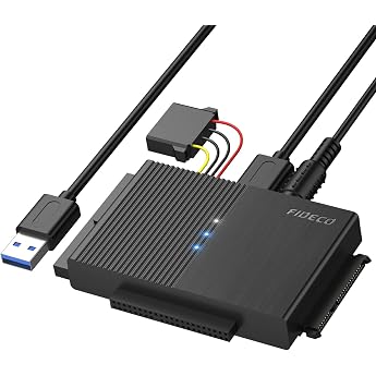 FIDECO IDE and SATA Adapter USB 3.0 Hard Drive Adapter with Power Switch SATA and IDE Converter for 2.5 Inch and 3.5 Inch HDD or SSD CD-ROM CD-RW DVD-RW Drives