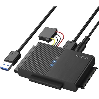 FIDECO USB 3.0 to SATA or IDE Adapter, Hard Drive Adapter Cable Universal for 2.5/3.5 inch SATA HDD/SSD & IDE HDD with 12V Power Adapter