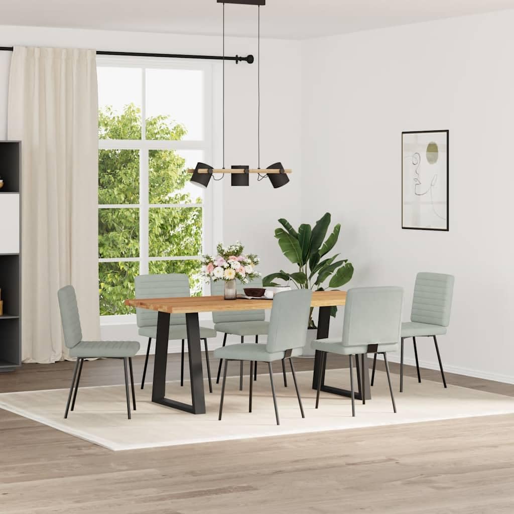 Set di 6 sedie da pranzo in velluto grigio chiaro