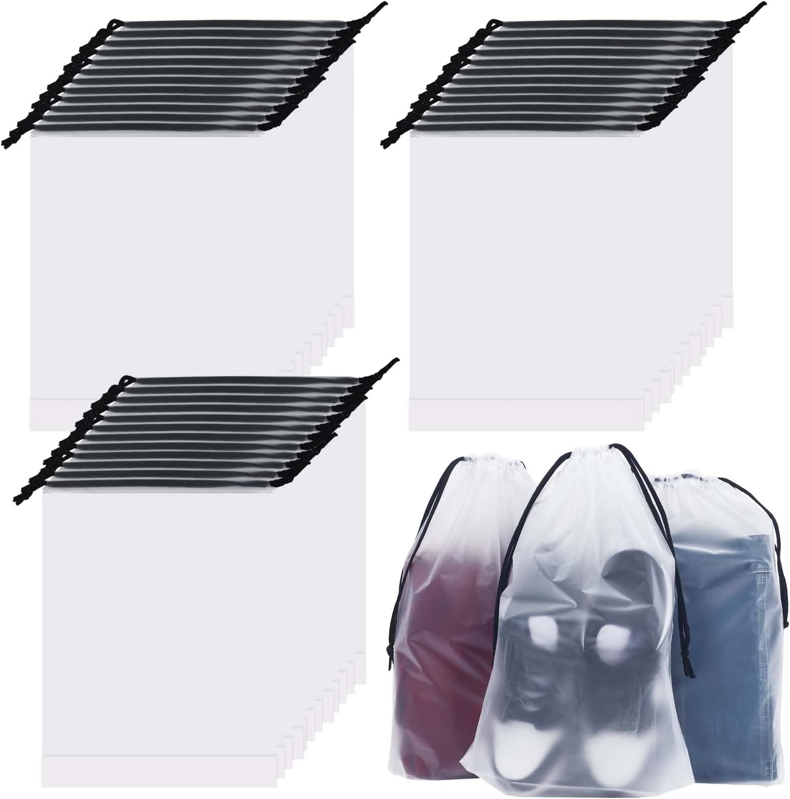 URbantinTravel Shoe Bag,36 Pack Travel Storage Bags,30x40cm Waterproof Travel Translucent Shoes Bags with Drawstring,Portable Waterproof Drawstring Shoes Bags for Daily and Travel