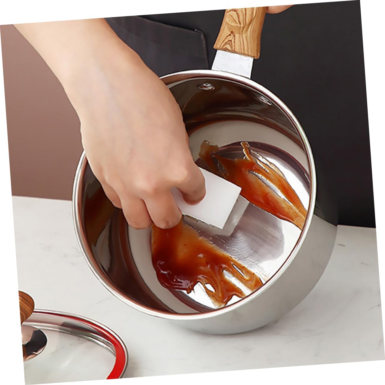 Yardwe Milk Pot with Lid Saucepan for Cooking Compatible with Gas Electric Induction Stoves for Soup Stew Preparation
