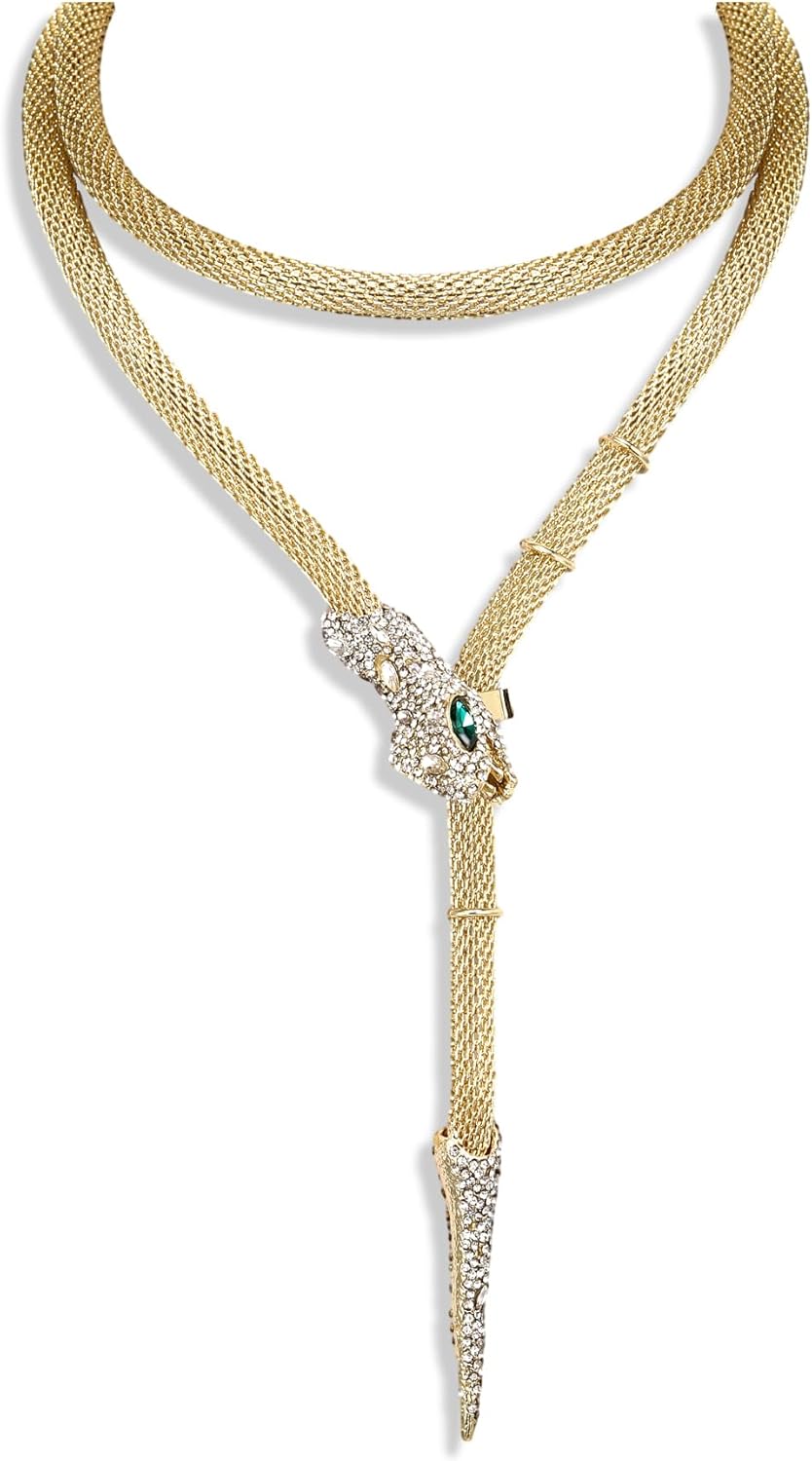 Flyonce Snake Choker Necklace Bendable Flexible Serpent Snakes Adjustable Waist Chain Body Necklaces Medusa Cosplay Multi-Purpose Halloween Jewelry Accessories for Women