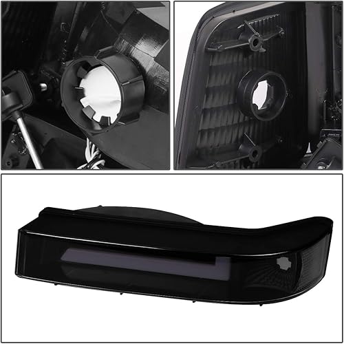 Miniatura 4 de DNA MOTORING Par de faros delanteros de barra de luz de marcha LED duales compatibles con 92-96 F150 F250 F350 Bronco, NegroAhumado,