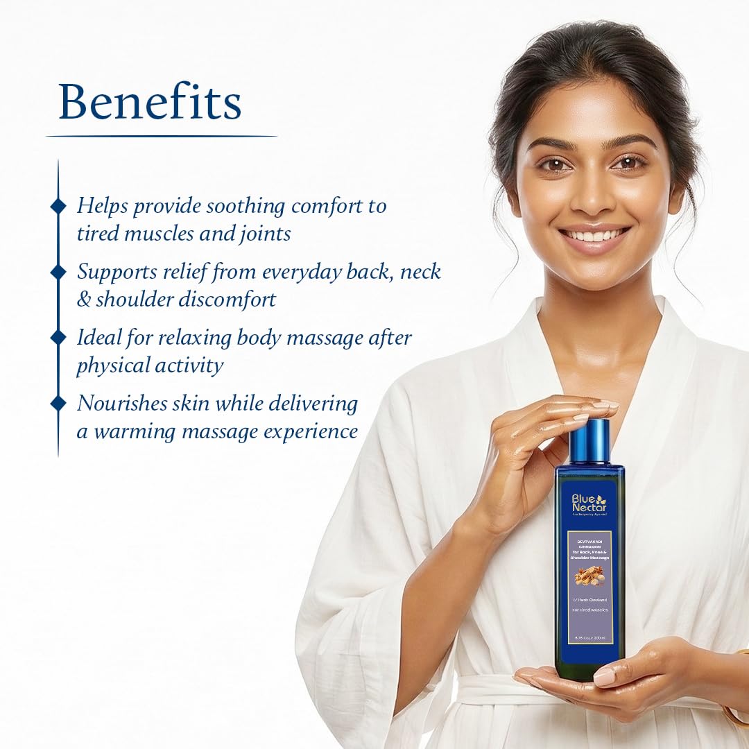 Blue Nectar Pain Relief Massage Oil with Natural Clove, Cinnamon & Mahanarayan Oils | Ayurvedic Oil Products for Ortho Relief from Joint Pain, Back Pain and Knee & Muscle Pain (17 Herbs, 100 ml) 4