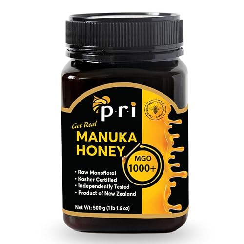 P.R.I Miel de Manuka MGO 1000+, 1.1LB de alta resistencia - Miel de Manuka cruda (tarro de 17.64 oz)
