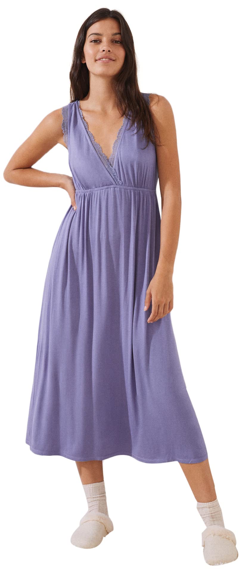Women'secret Camisón hasta La Rodilla Sin Mangas En Suave Viscosa Mujer