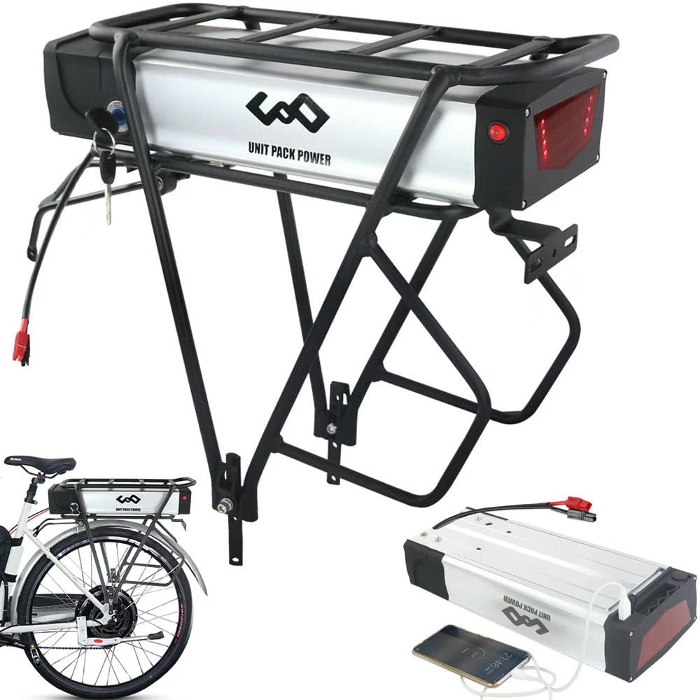 (1-7 Days Delivery) Rear Rack EBike Battery with Taillight 36V 48V 52V 10AH 13AH 15AH 18AH 20AH Lith