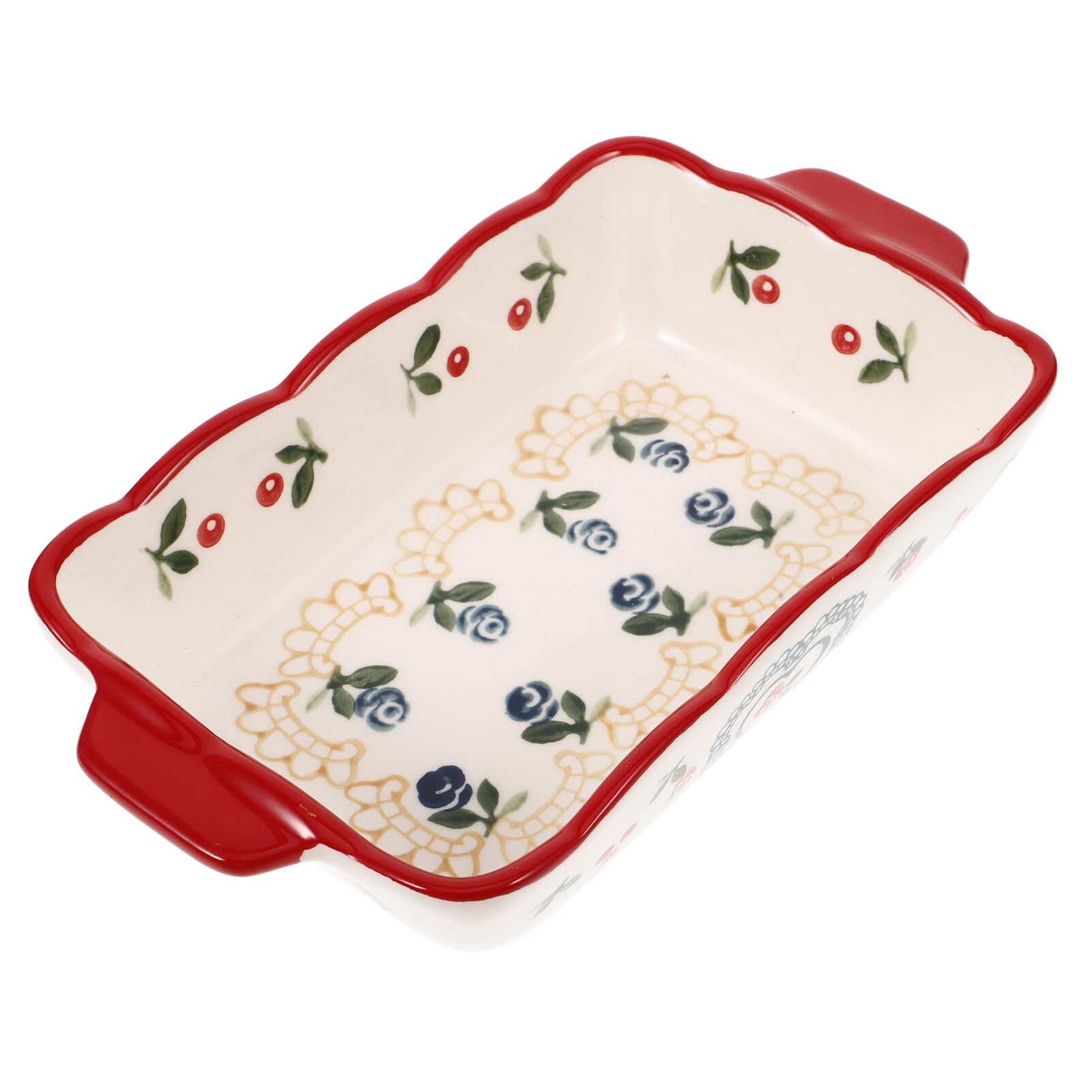 Alipis Fuente de Horno de Cerámica Doble Asa Rectangular para Hornear