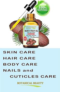 Botanical Beauty Brazilian BURITI FRUIT OIL 100% Pure Natural Virgin Unrefined Cold Pressed Carrier Oil Undiluted for Face, Body, Hair, Lip, Nails (0.5 Fl Oz)