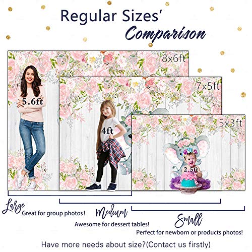 Allenjoy 10X8Ft Rustic White Wood Elephant Backdrop Supplies For Baby Shower Pink Floral It's A Girl Newborn Kids Birthday Party Decorations Studio Cake Smash Candy Dessert Photography Banners Props #TOP2