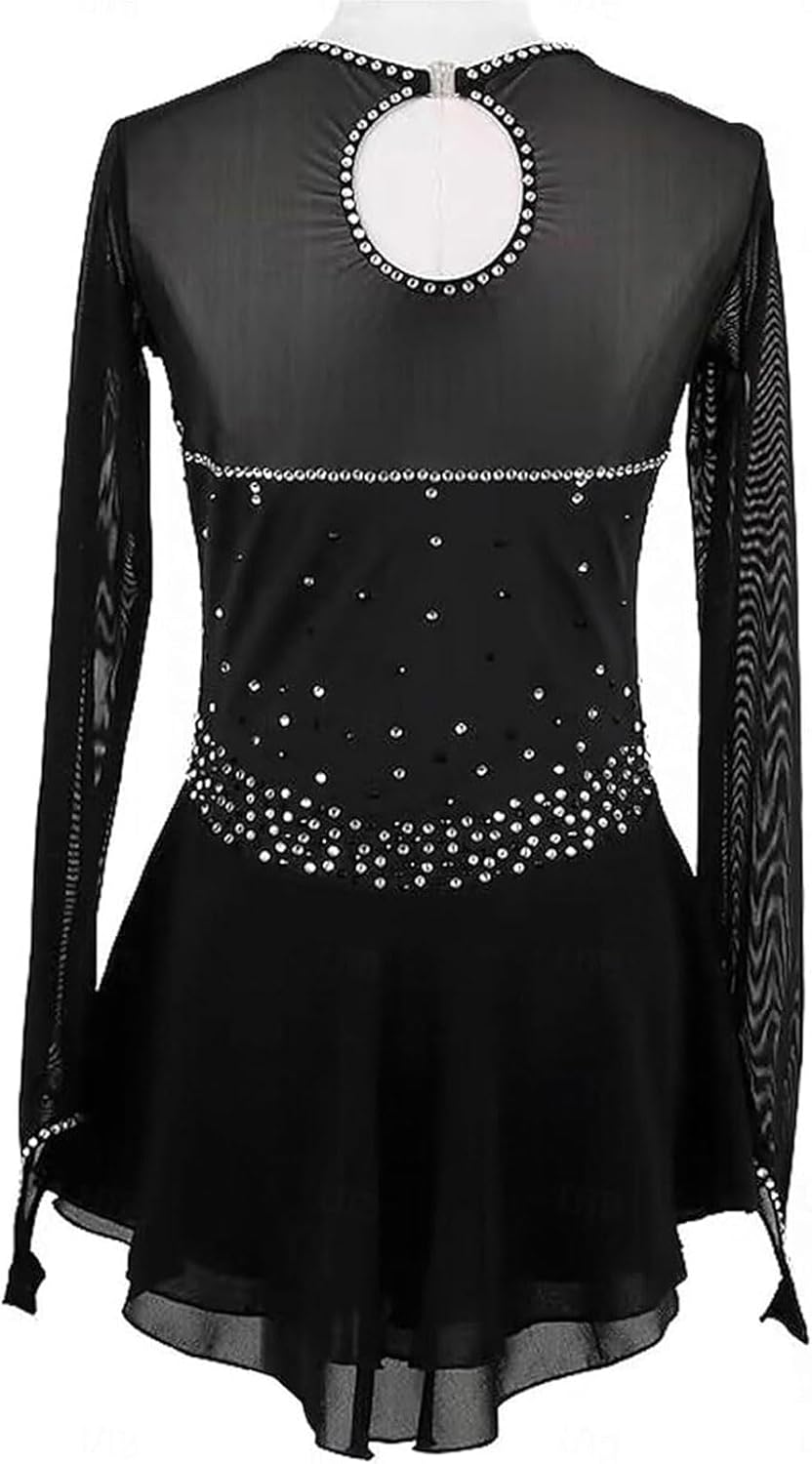 Figure Skating Competition Dress Sparkle Rhinestone Ice Skating Performance Clothes Girls' Ballet Gymnastic Skirt