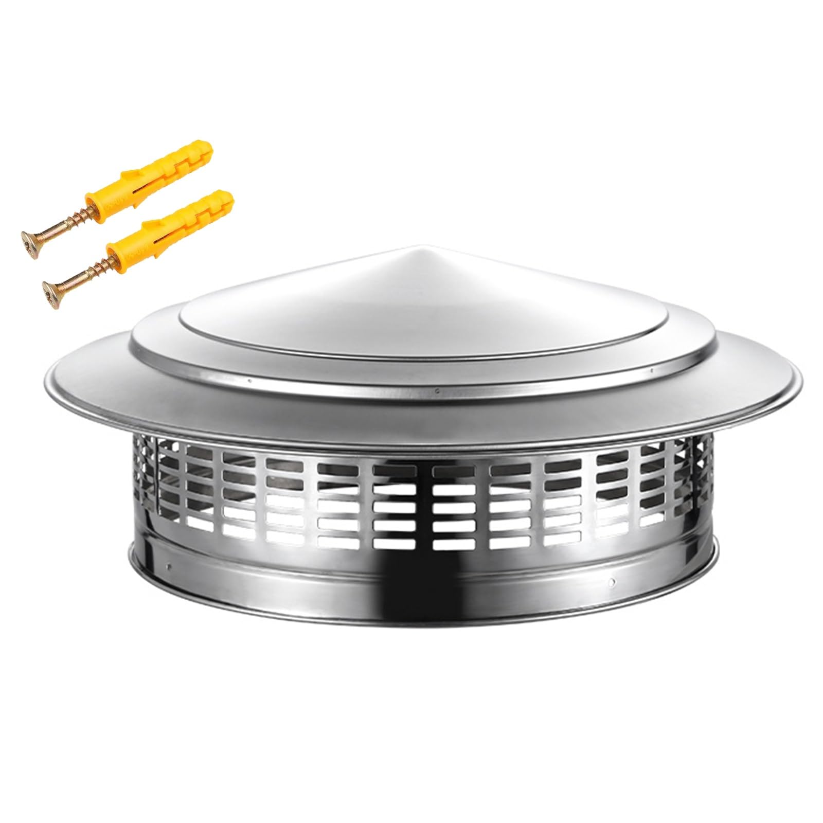 Uzamirlex One Color Chimney Spinner Cowl, Stainless Steel Silver Round Roof Chimney Cowl Cap 75-300Mm(300Mm/11.81In)
