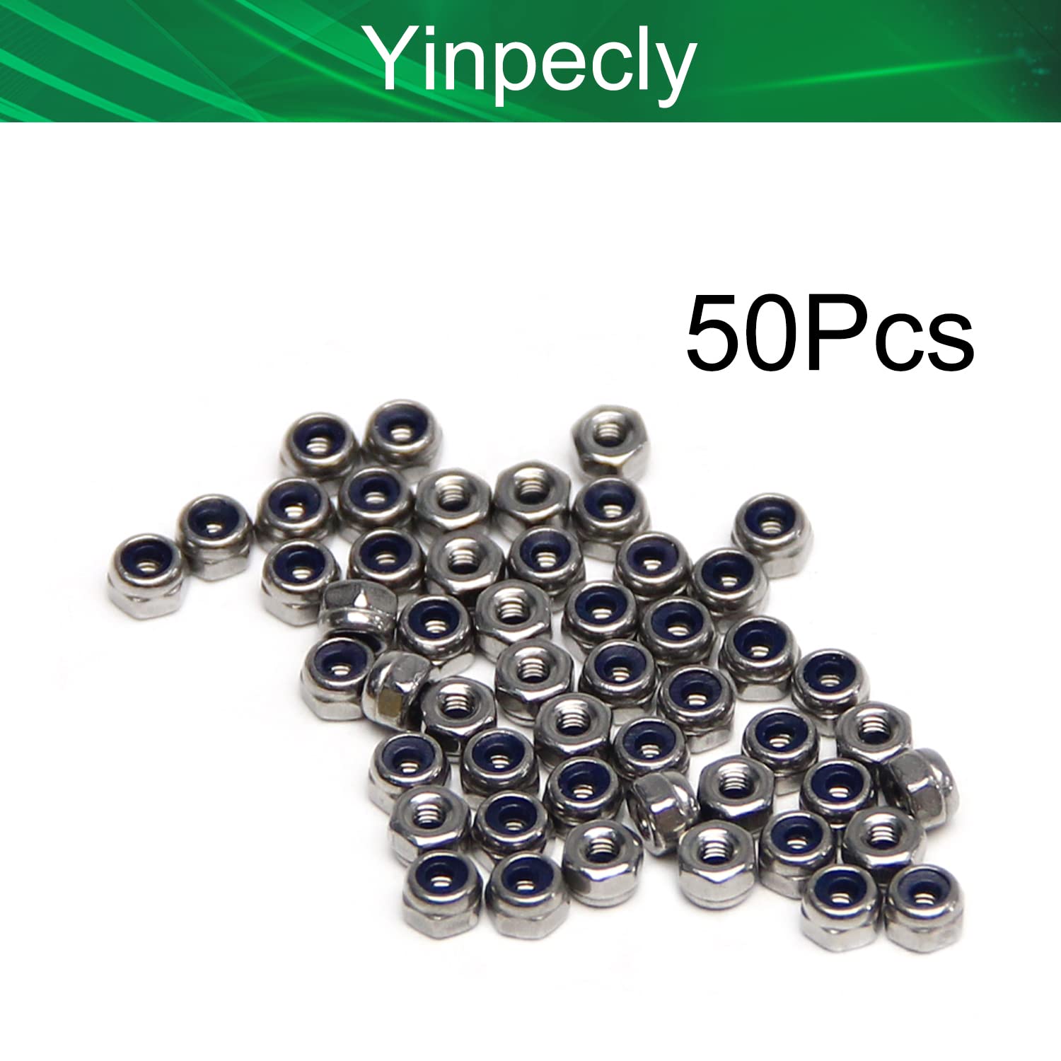Yinpecly M2 X 0.4mm Nylon Insert Hex Lock Nuts - 304 Stainless Steel, Silver, 50 Pieces - View #6