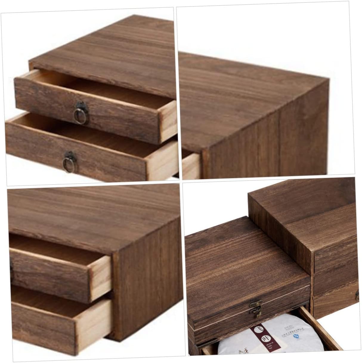 Luxshiny 1Set Multi Wooden Tea Cake Drawer Box Storage for Puer Tea Elegant Design Easy Access for Tea Lovers